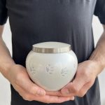 Pearl White Brass Urn - Image 3
