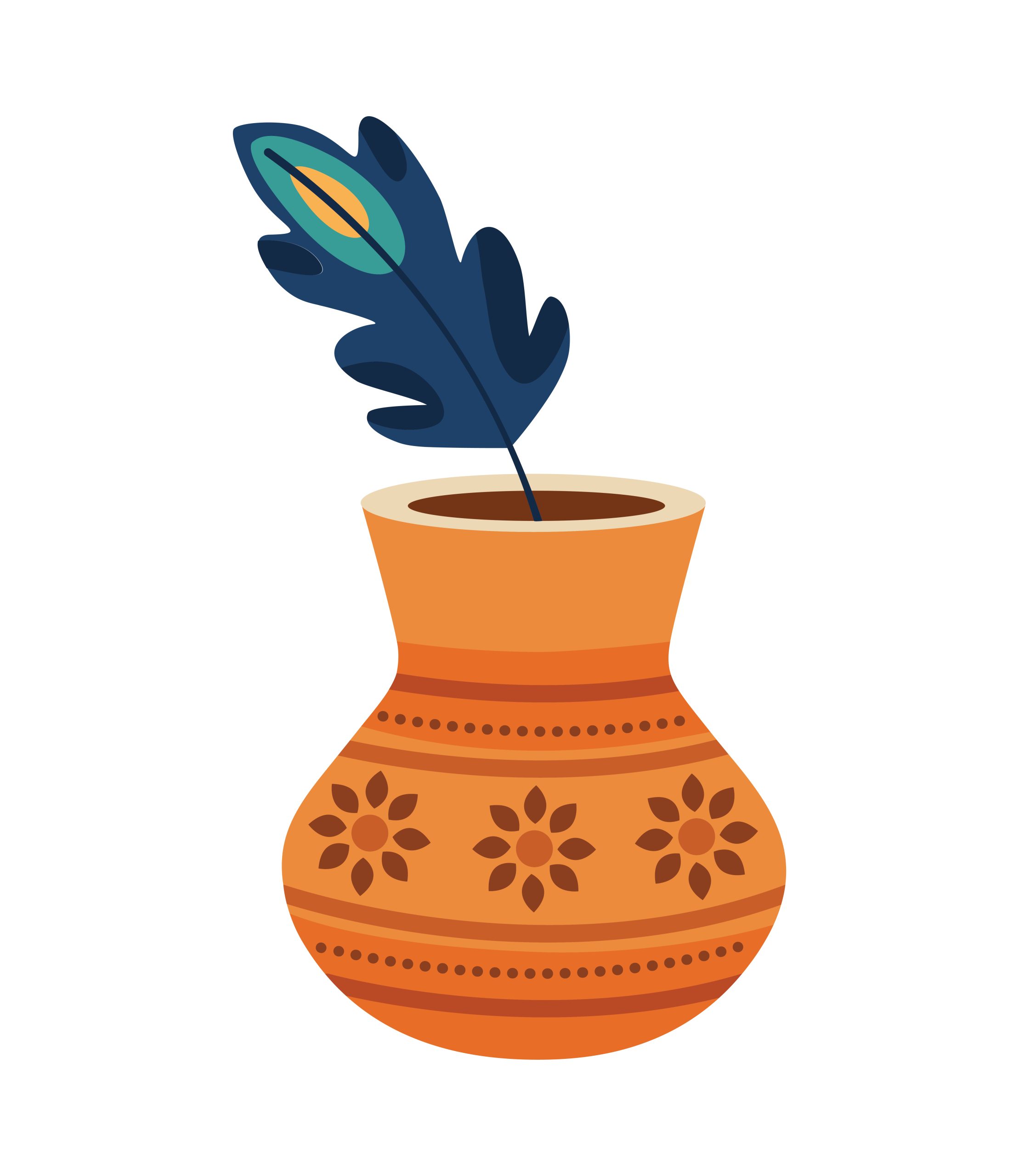 vector art of vase with Indian peacock feather